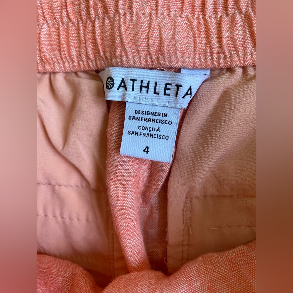 Athleta women’s Peach Drawstring Linen Pants Size 4 - Picture 6 of 8